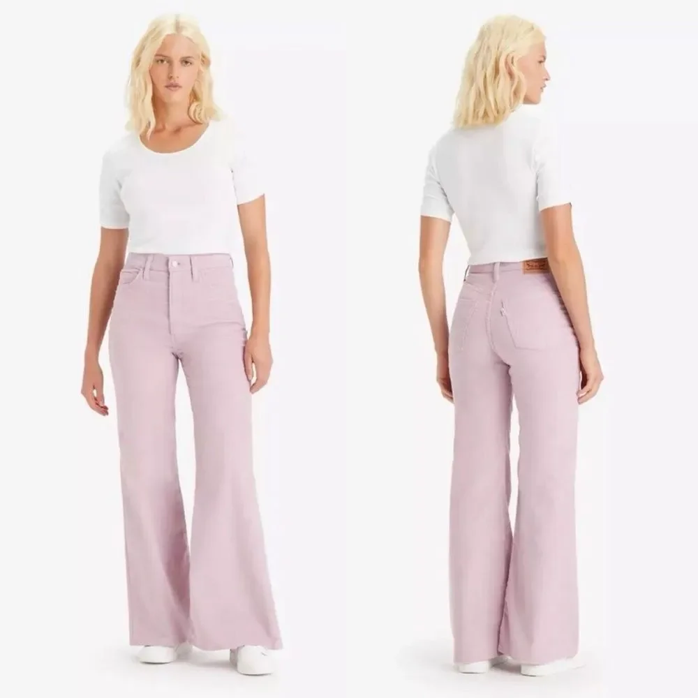 NEW Levi's Ribcage Bell Jeans Keepsake Lilac Stretch Corduroy Pants Size 27 - Picture 3 of 9